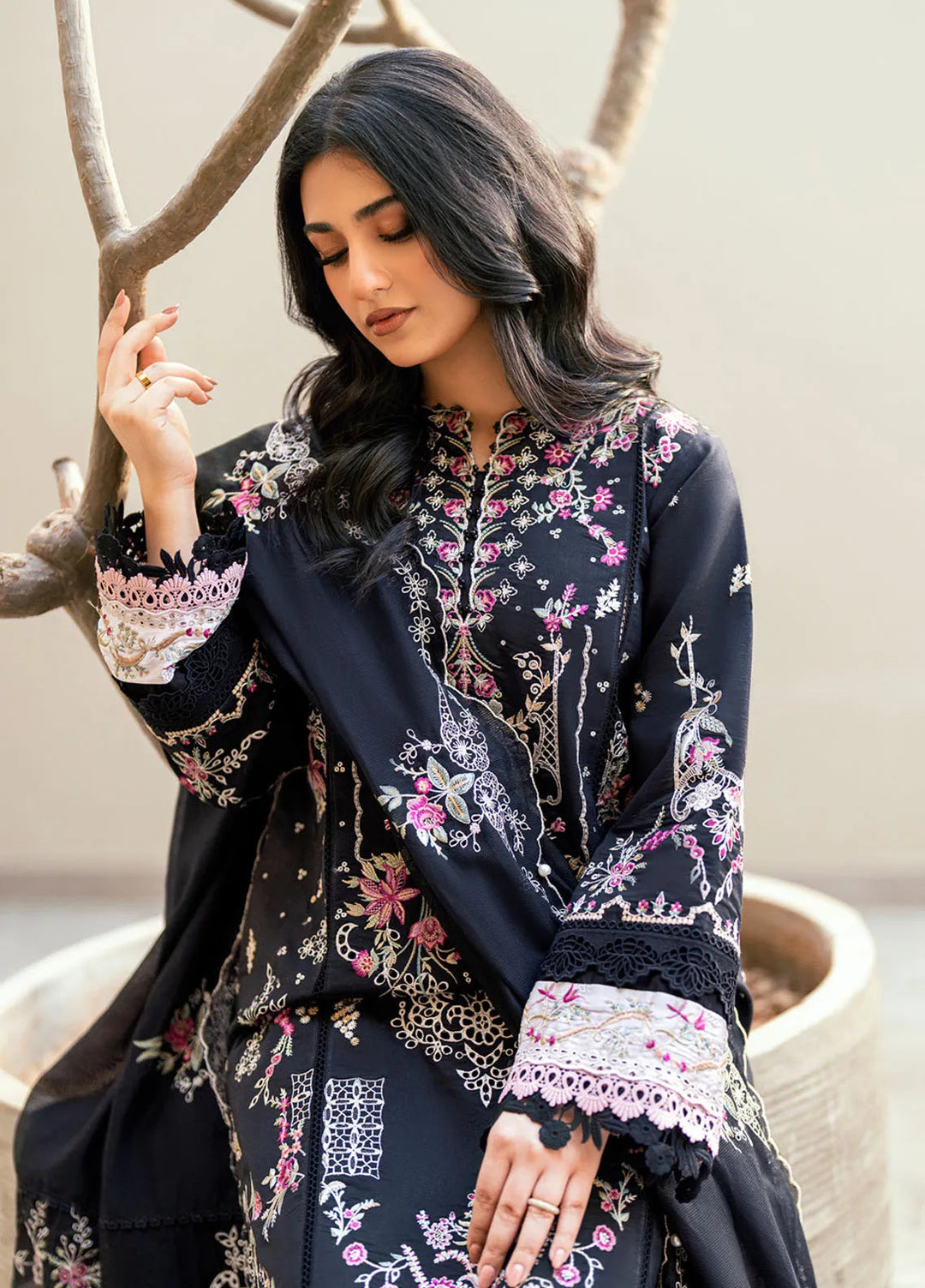 Florent Embroidered Lawn Suits Unstitched 3 Piece FL25LL FL-5A - Summer Collection