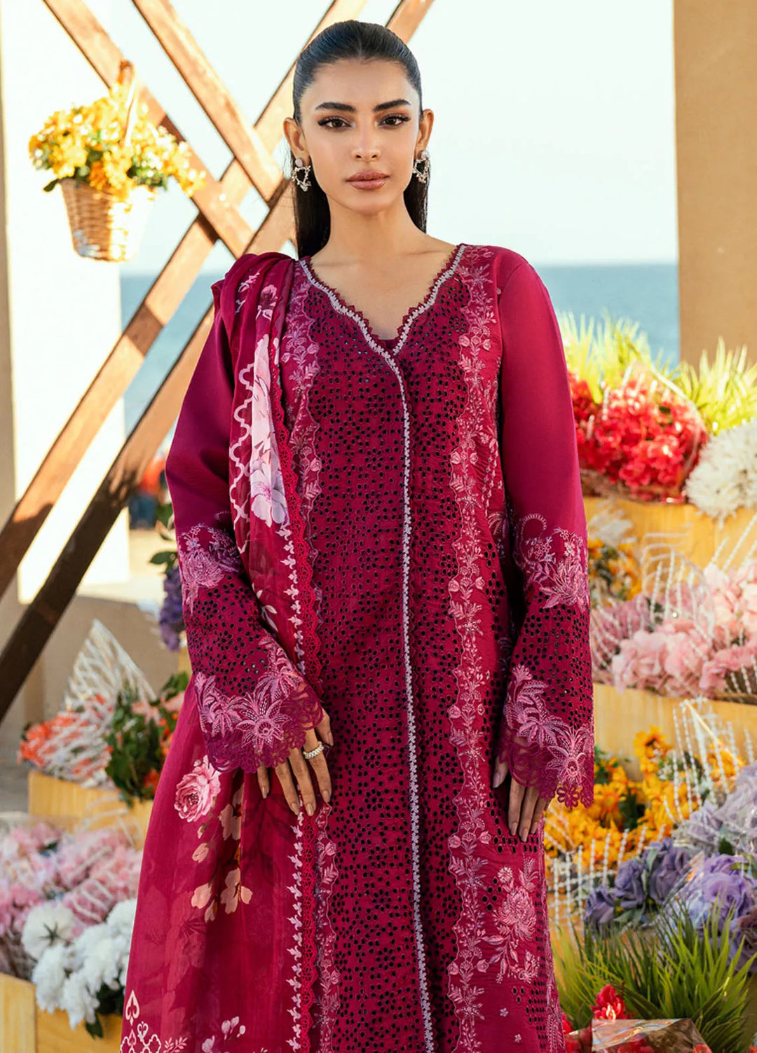Florent Embroidered Lawn Suits Unstitched 3 Piece FL25LL FL-7 - Summer Collection