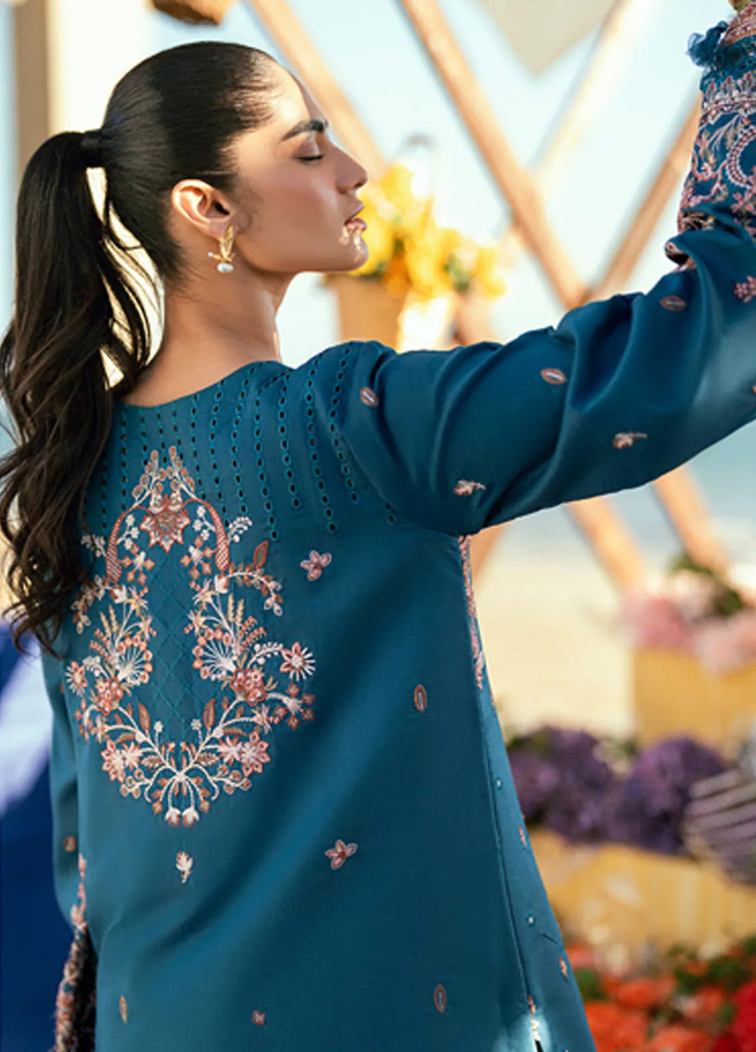 Florent Embroidered Lawn Suits Unstitched 3 Piece FL25LL FL-8B - Summer Collection