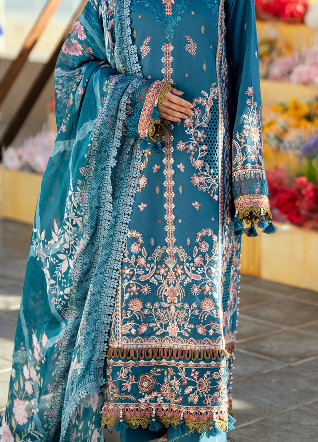 Florent Embroidered Lawn Suits Unstitched 3 Piece FL25LL FL-8B - Summer Collection
