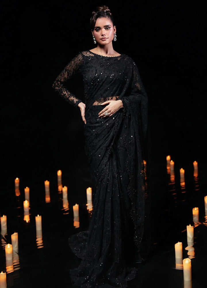 Florent Embroidered Net Unstitched Saree FL24R Blackswan - Formal Collection