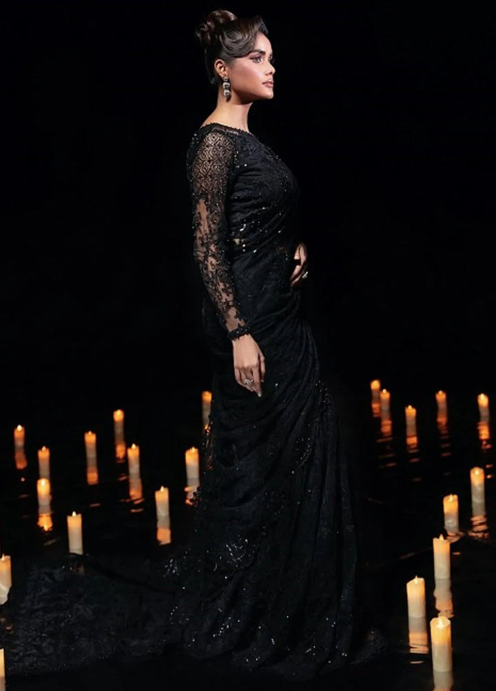 Florent Embroidered Net Unstitched Saree FL24R Blackswan - Formal Collection