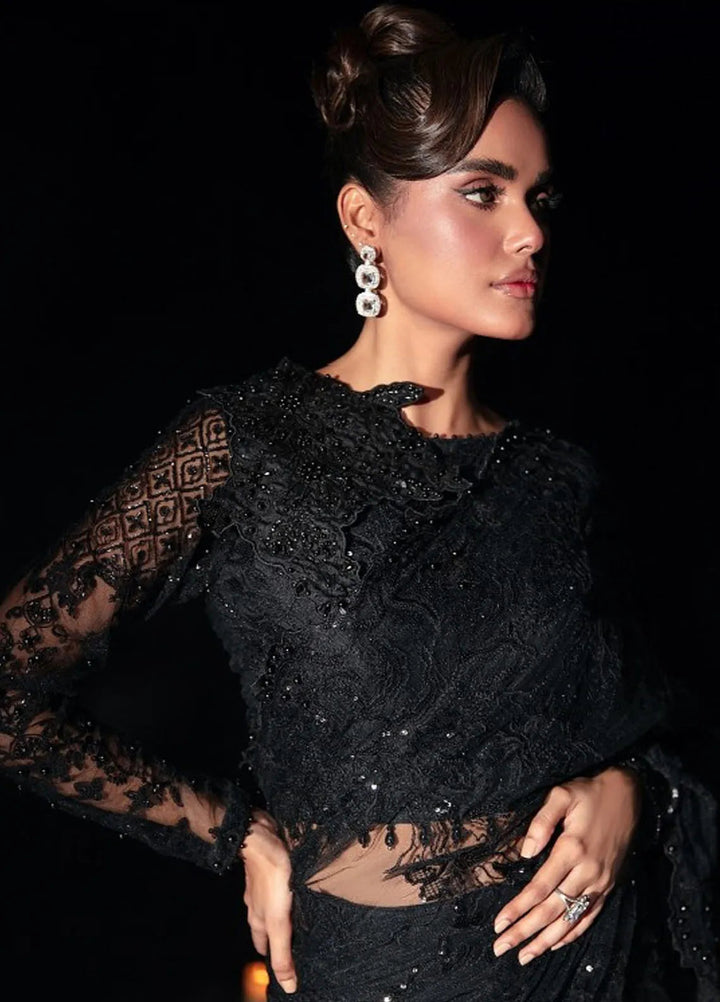 Florent Embroidered Net Unstitched Saree FL24R Blackswan - Formal Collection