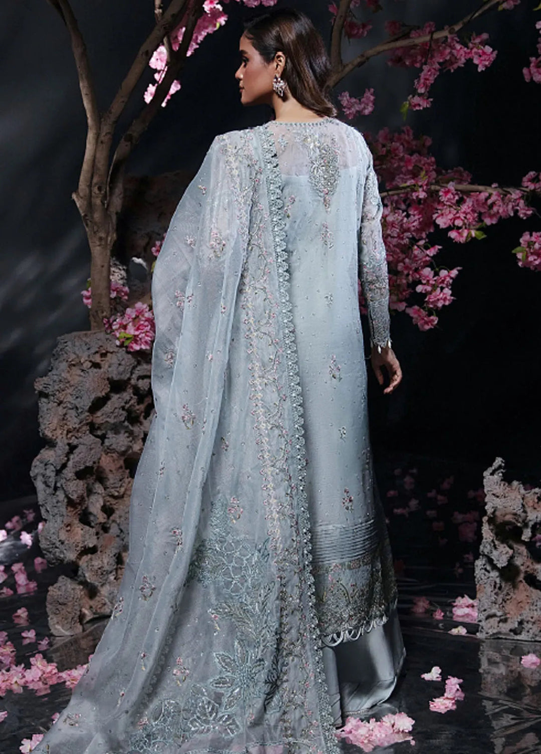 Florent Embroidered Net Suit Unstitched 3 Piece FL24R Mint Mist - Formal Collection