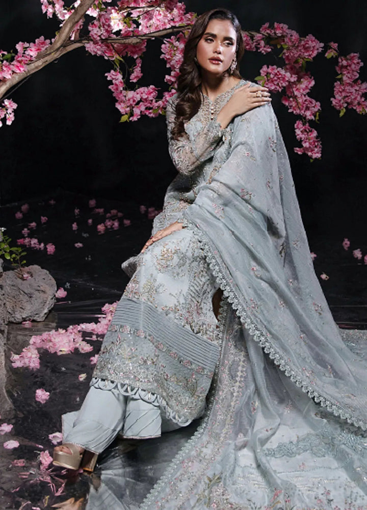 Florent Embroidered Net Suit Unstitched 3 Piece FL24R Mint Mist - Formal Collection