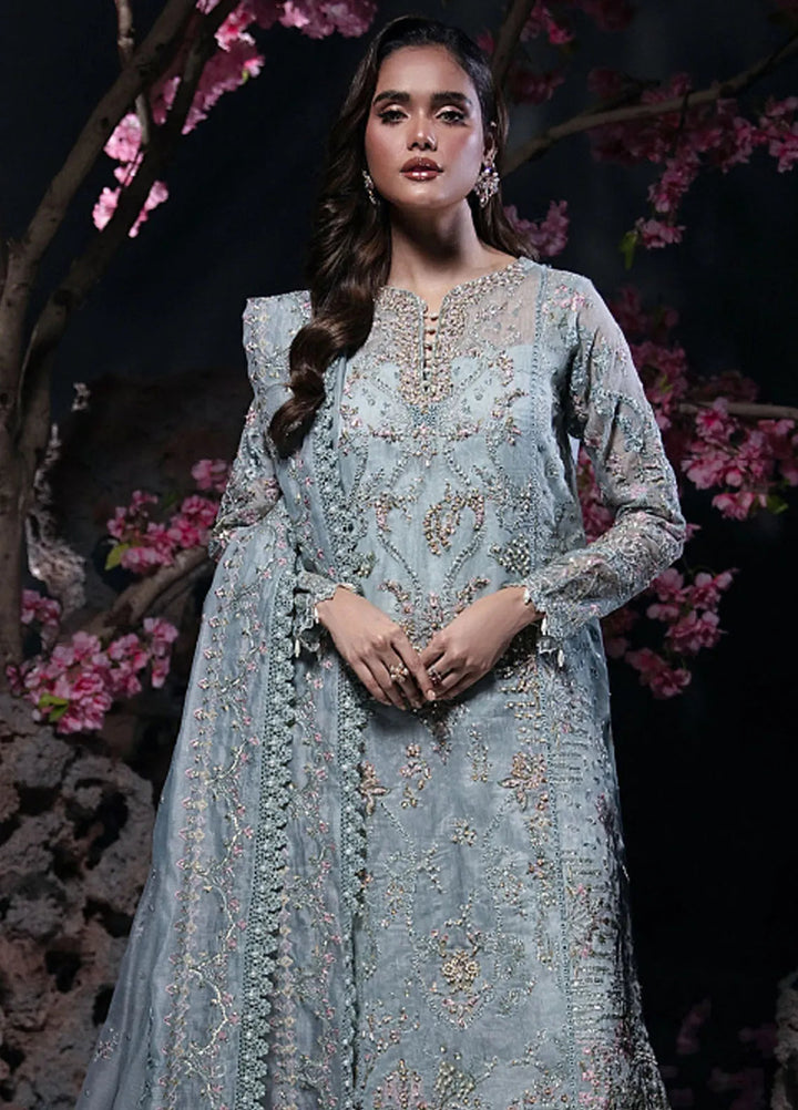 Florent Embroidered Net Suit Unstitched 3 Piece FL24R Mint Mist - Formal Collection
