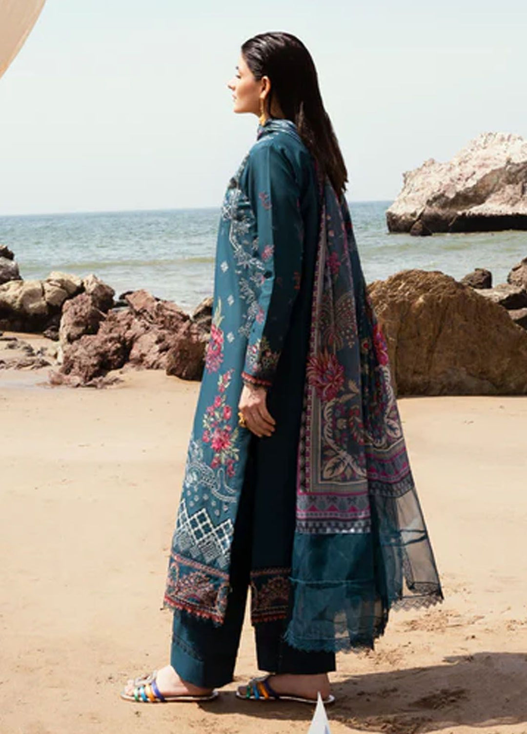 Florent Embroidered  Suits Unstitched 3 Piece FL24E FL-1B - Eid Collection