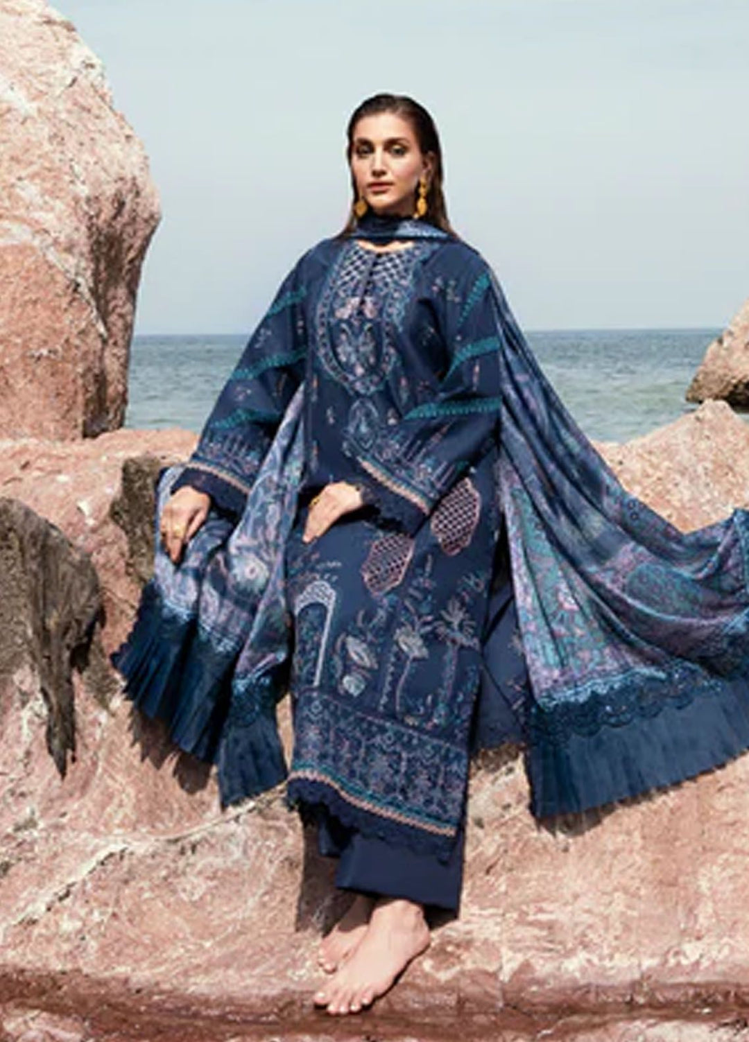Florent Embroidered  Suits Unstitched 3 Piece FL24E FL-2B - Eid Collection