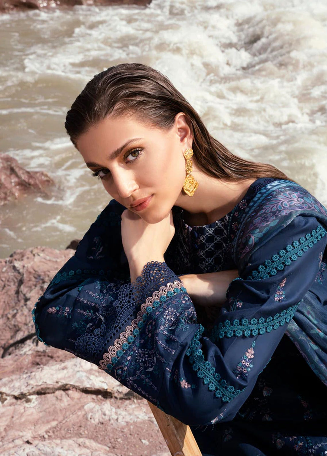 Florent Embroidered  Suits Unstitched 3 Piece FL24E FL-2B - Eid Collection