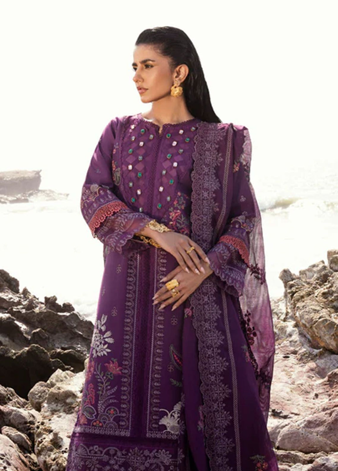 Florent Embroidered  Suits Unstitched 3 Piece FL24E FL-6B - Eid Collection