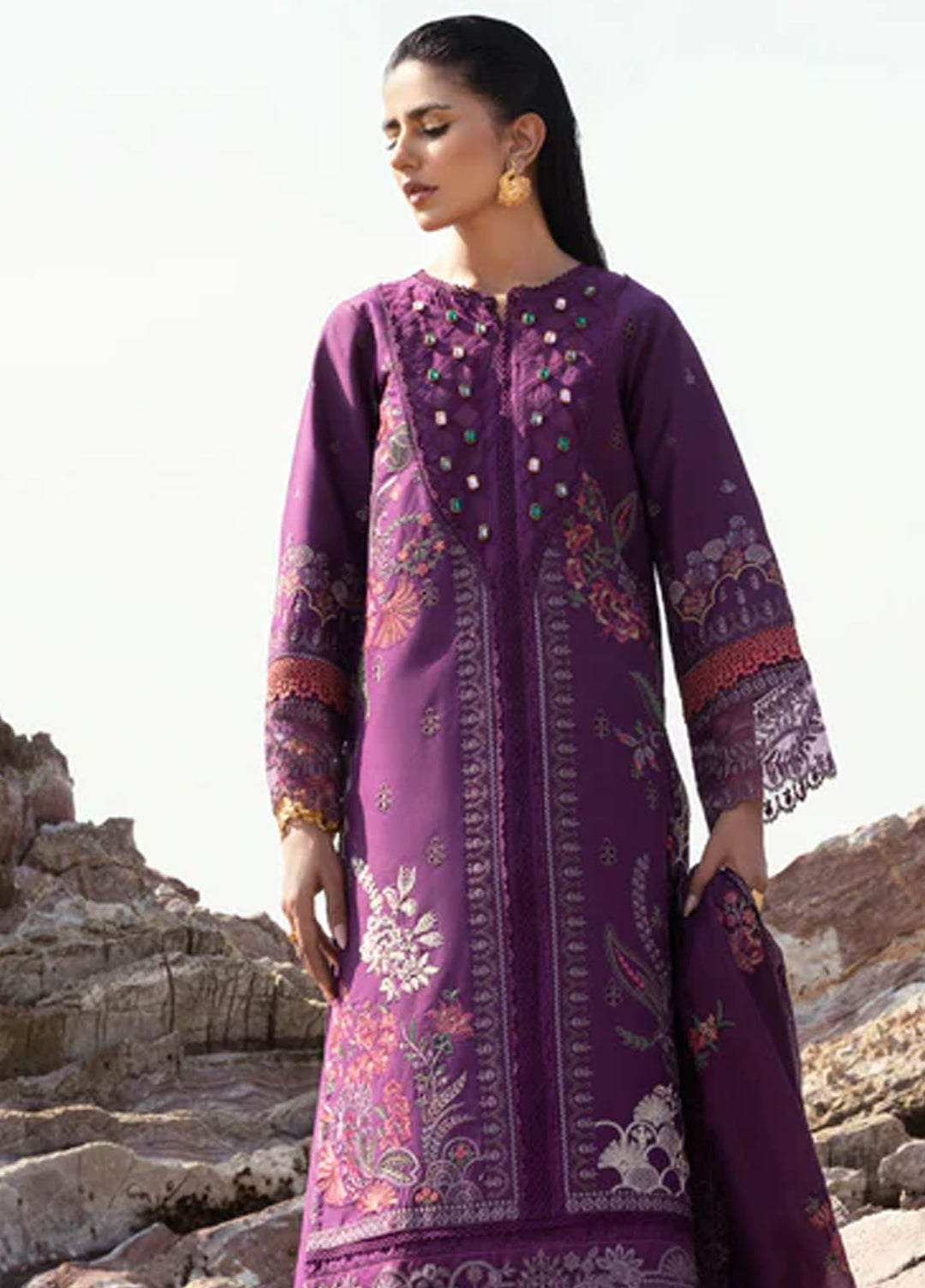Florent Embroidered  Suits Unstitched 3 Piece FL24E FL-6B - Eid Collection
