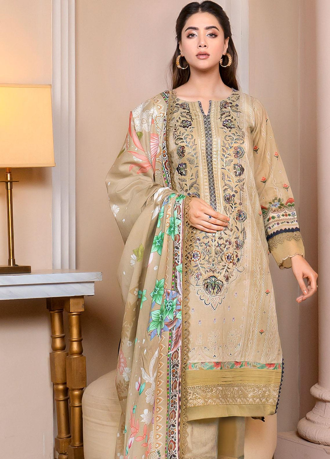 Florent Embroidered  Suits Unstitched 3 Piece FL23EW-V2 FL-10B - Summer Collection