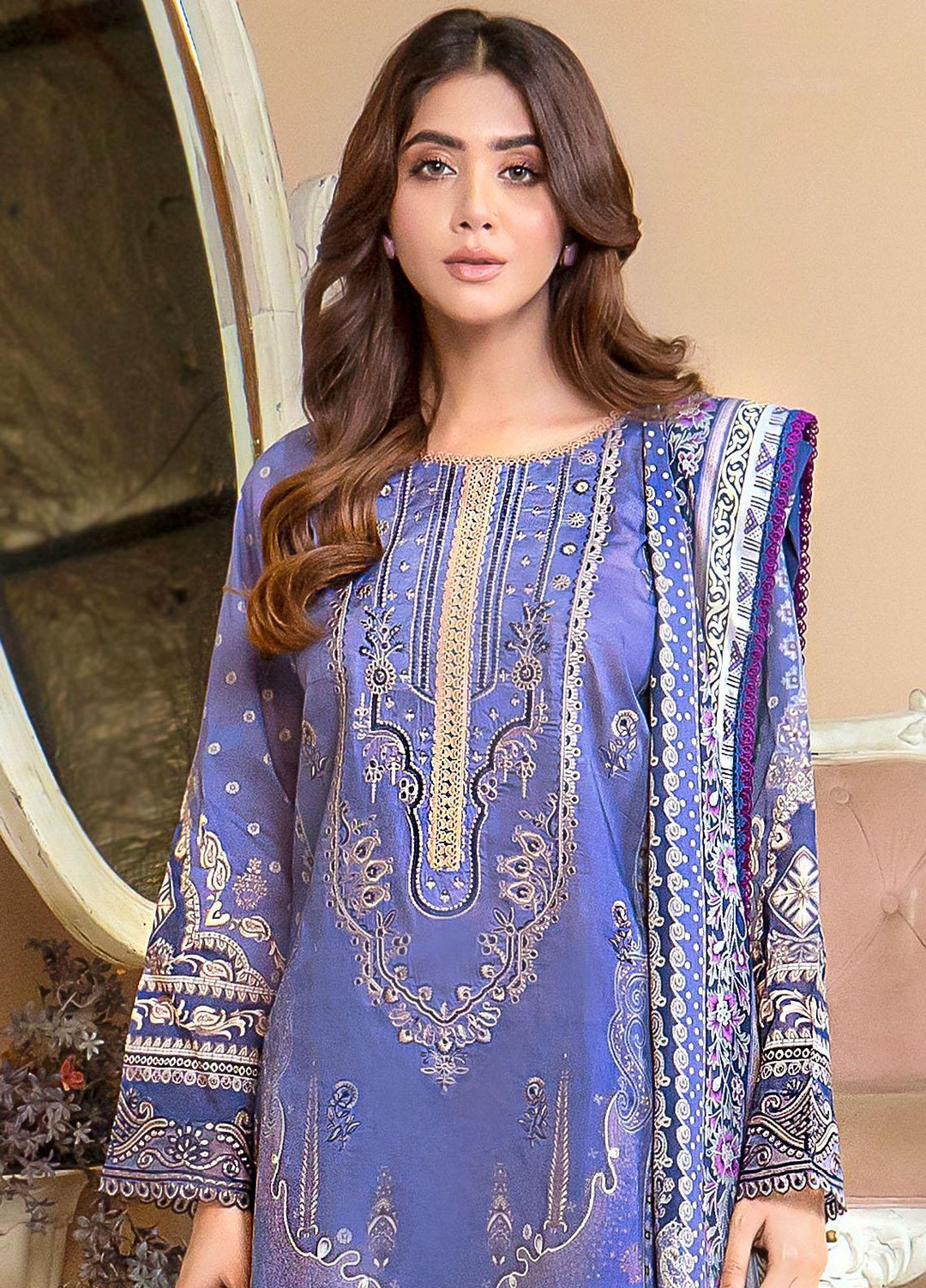 Florent Embroidered  Suits Unstitched 3 Piece FL23EW-V2 FL-7B - Summer Collection
