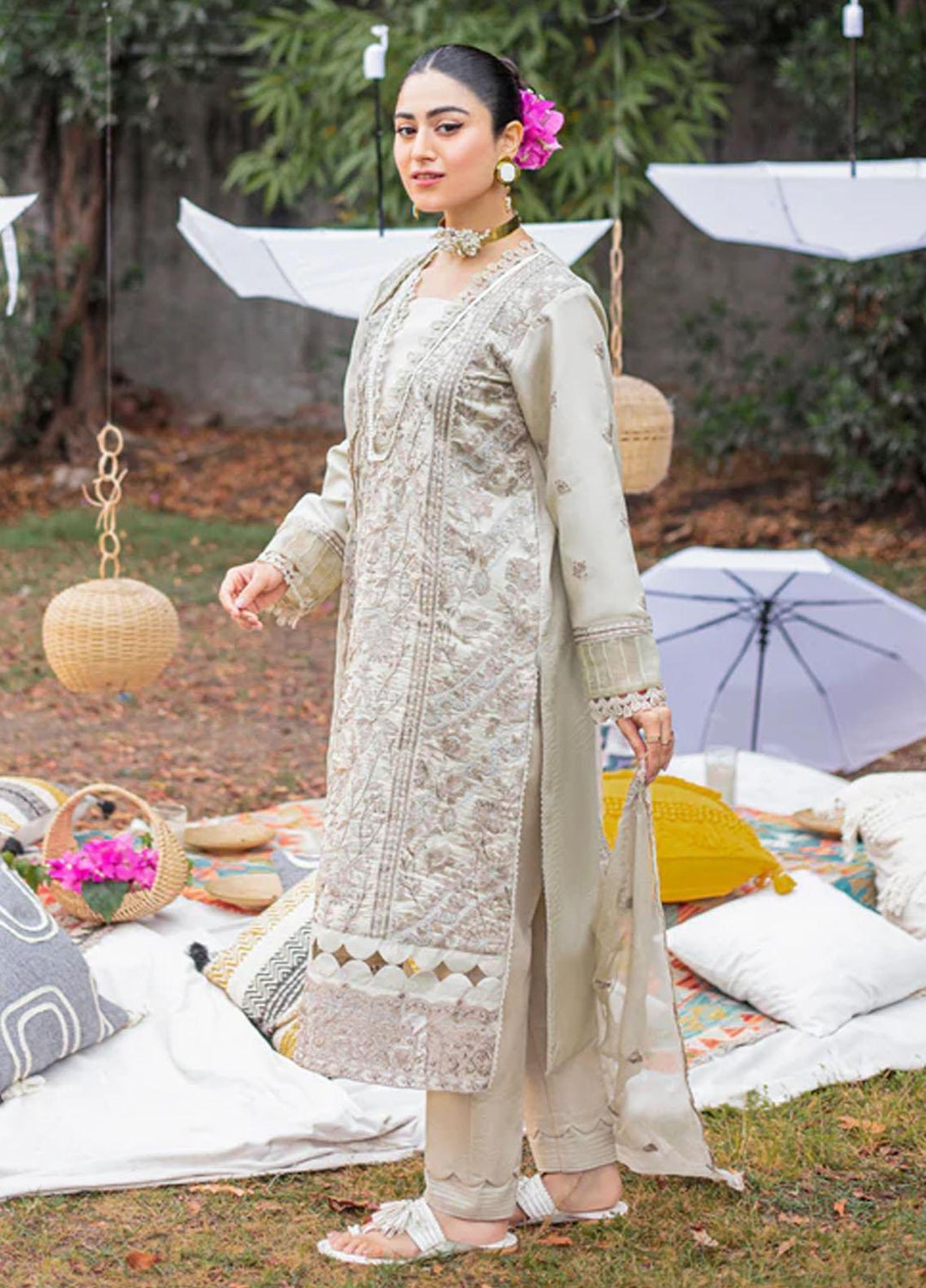 Florent Embroidered Lawn Suits Unstitched 3 Piece FL23LE FL-2A - Luxury Eid Collection