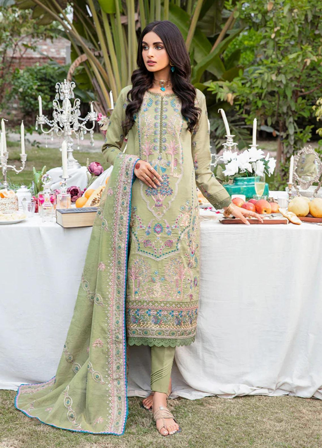 Florent Embroidered Lawn Suits Unstitched 3 Piece FL23LE FL-3A - Luxury Eid Collection