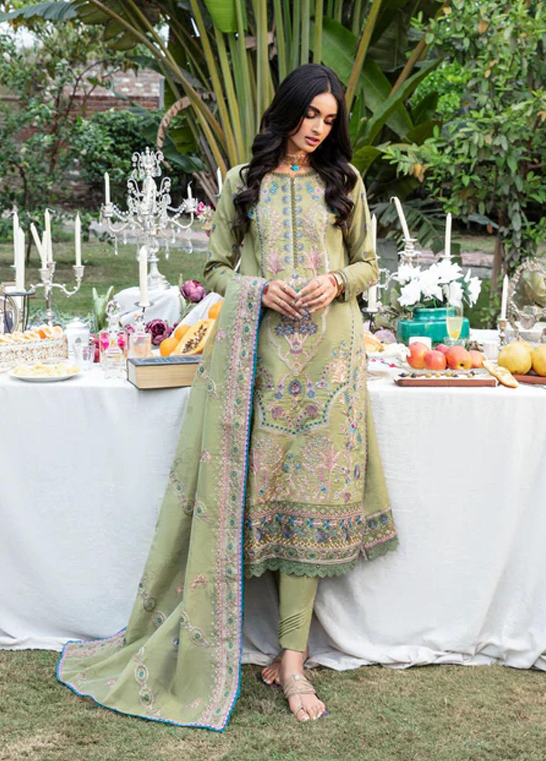 Florent Embroidered Lawn Suits Unstitched 3 Piece FL23LE FL-3A - Luxury Eid Collection