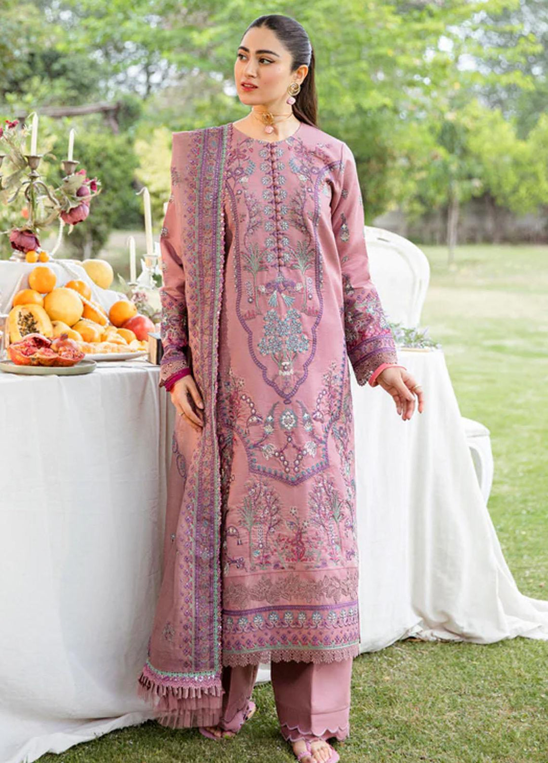 Florent Embroidered Lawn Suits Unstitched 3 Piece FL23LE FL-3B - Luxury Eid Collection