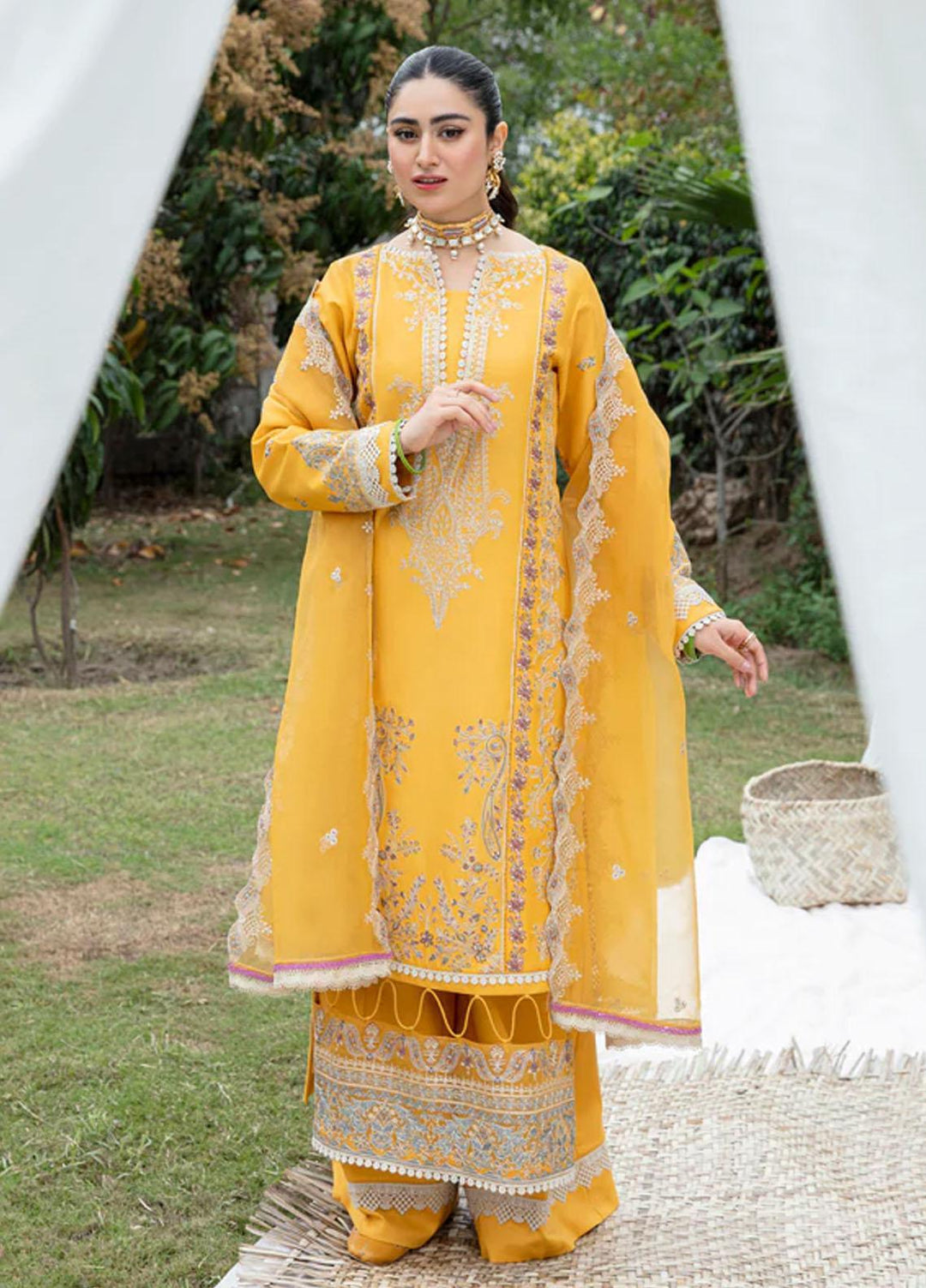 Florent Embroidered Lawn Suits Unstitched 3 Piece FL23LE FL-4A - Luxury Eid Collection