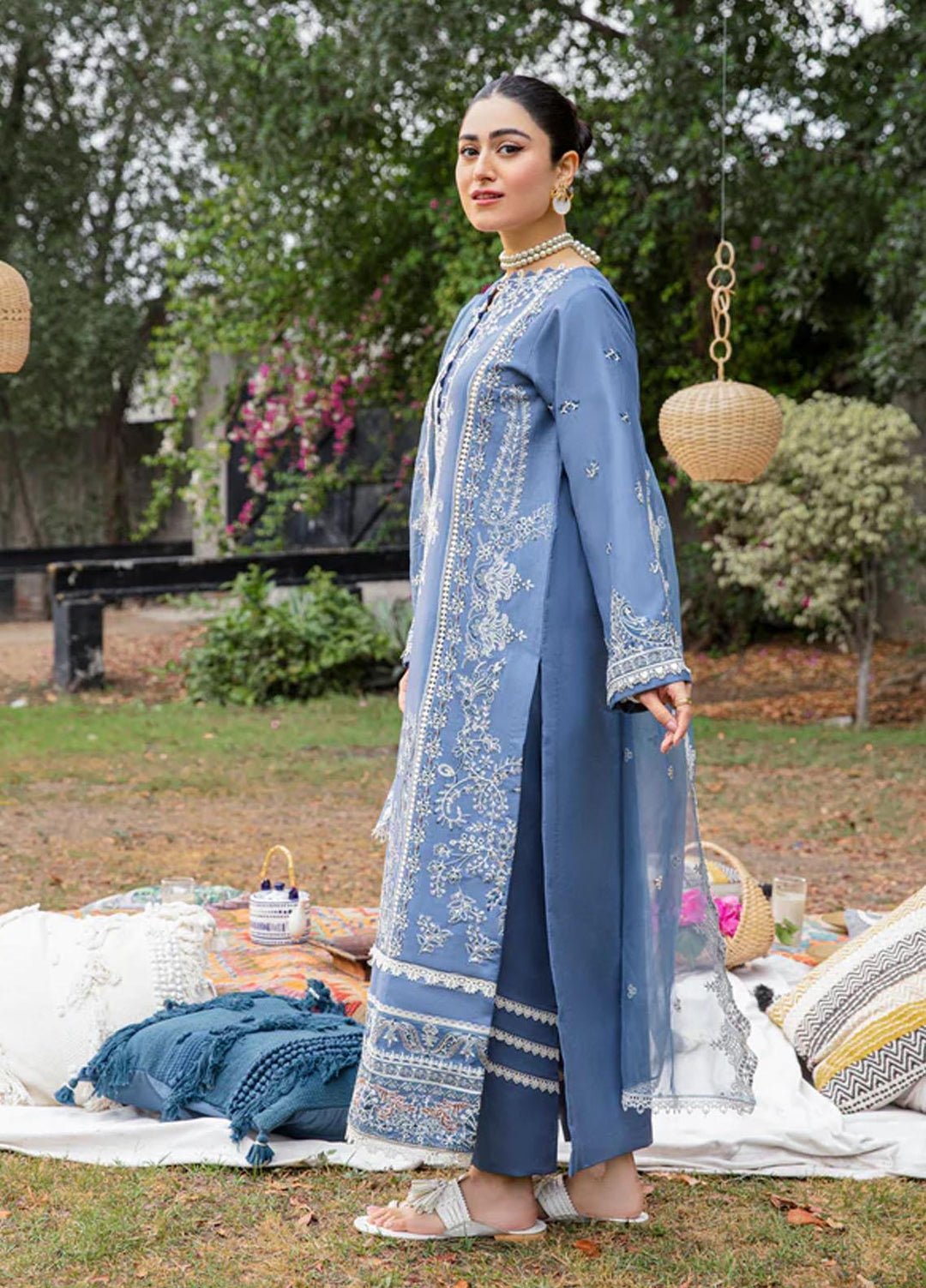 Florent Embroidered Lawn Suits Unstitched 3 Piece FL23LE FL-4B - Luxury Eid Collection