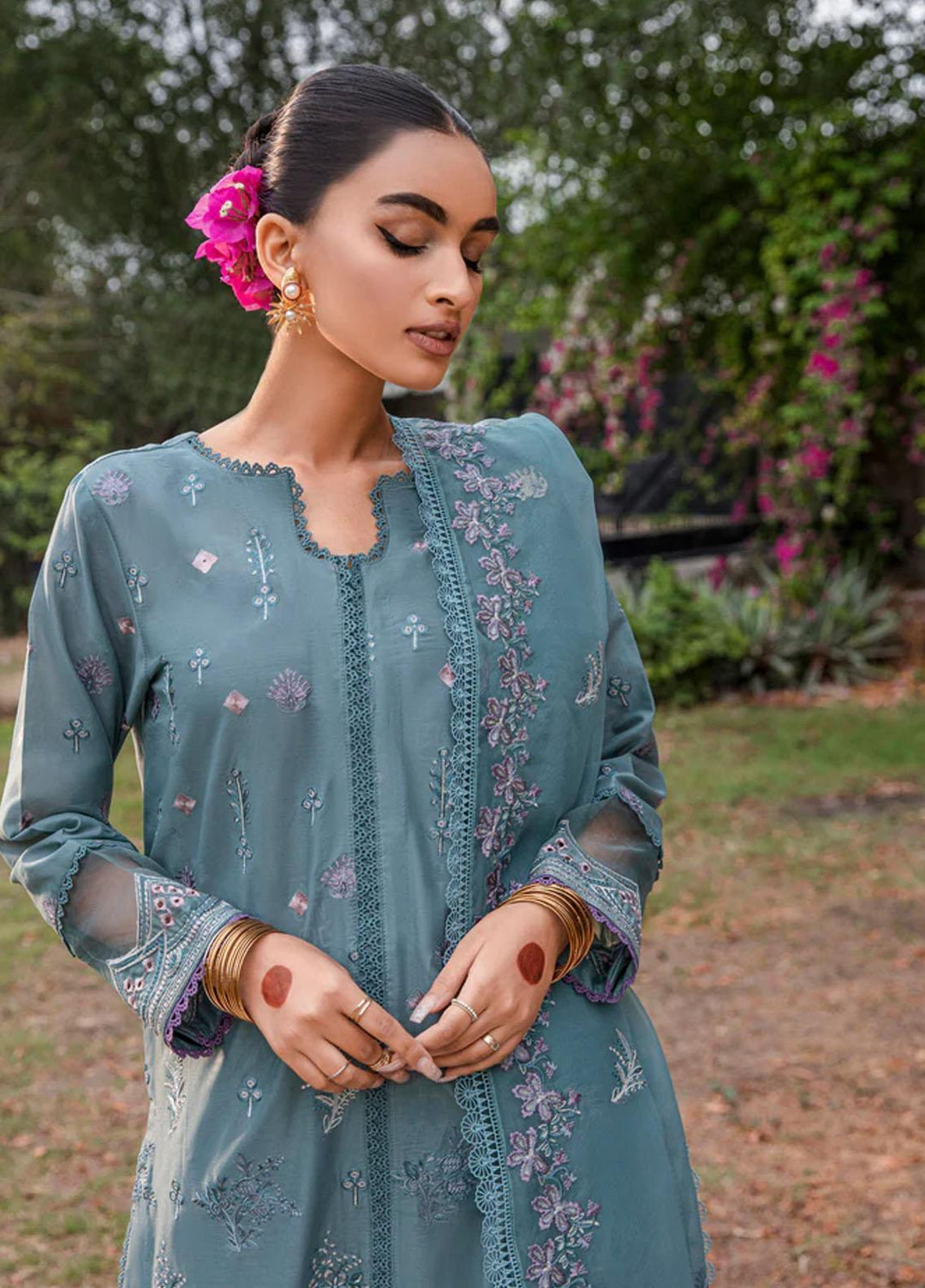 Florent Embroidered Lawn Suits Unstitched 3 Piece FL23LE FL-5B - Luxury Eid Collection