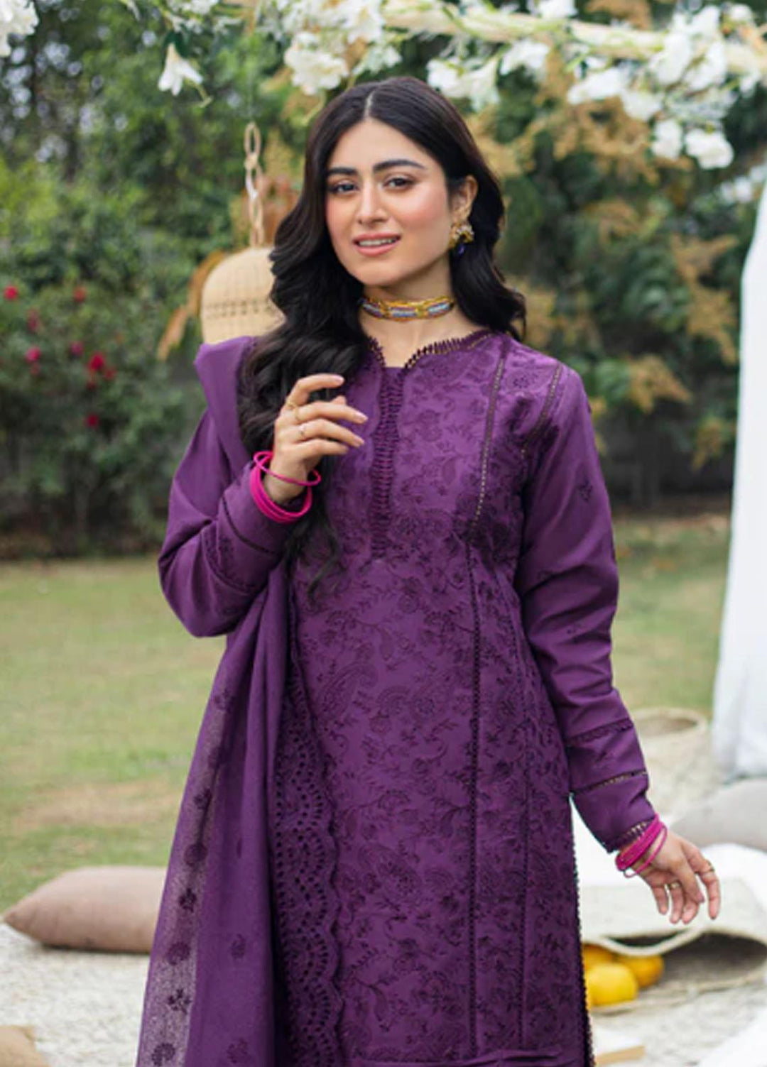 Florent Embroidered Lawn Suits Unstitched 3 Piece FL23LE FL-6A - Luxury Eid Collection