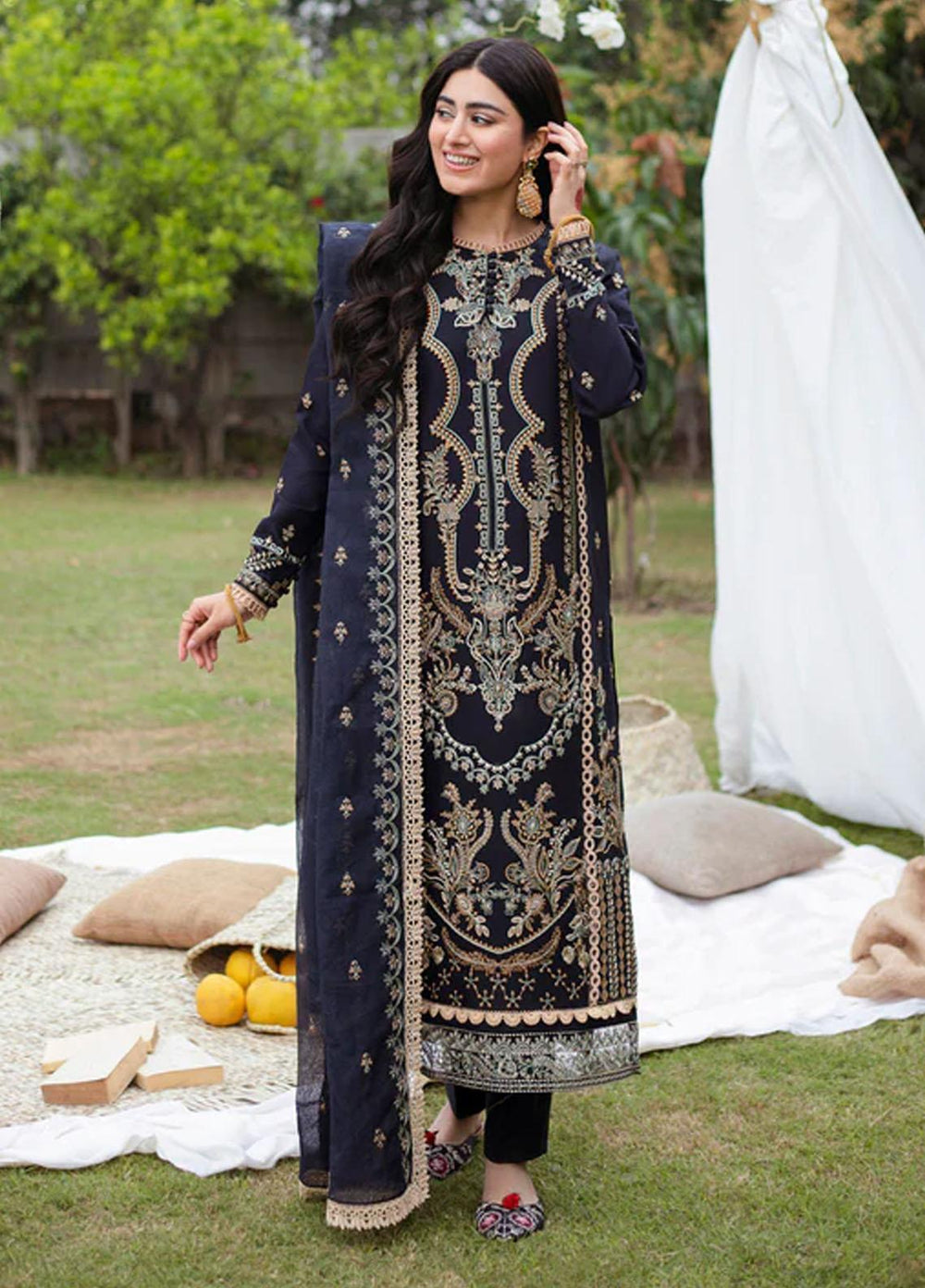 Florent Embroidered Lawn Suits Unstitched 3 Piece FL23LE FL-7A - Luxury Eid Collection