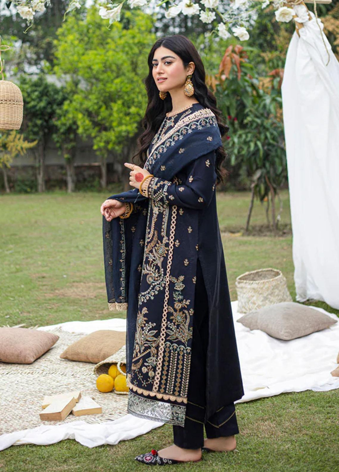 Florent Embroidered Lawn Suits Unstitched 3 Piece FL23LE FL-7A - Luxury Eid Collection