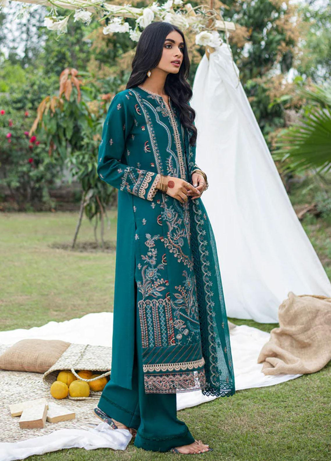 Florent Embroidered Lawn Suits Unstitched 3 Piece FL23LE FL-7B - Luxury Eid Collection