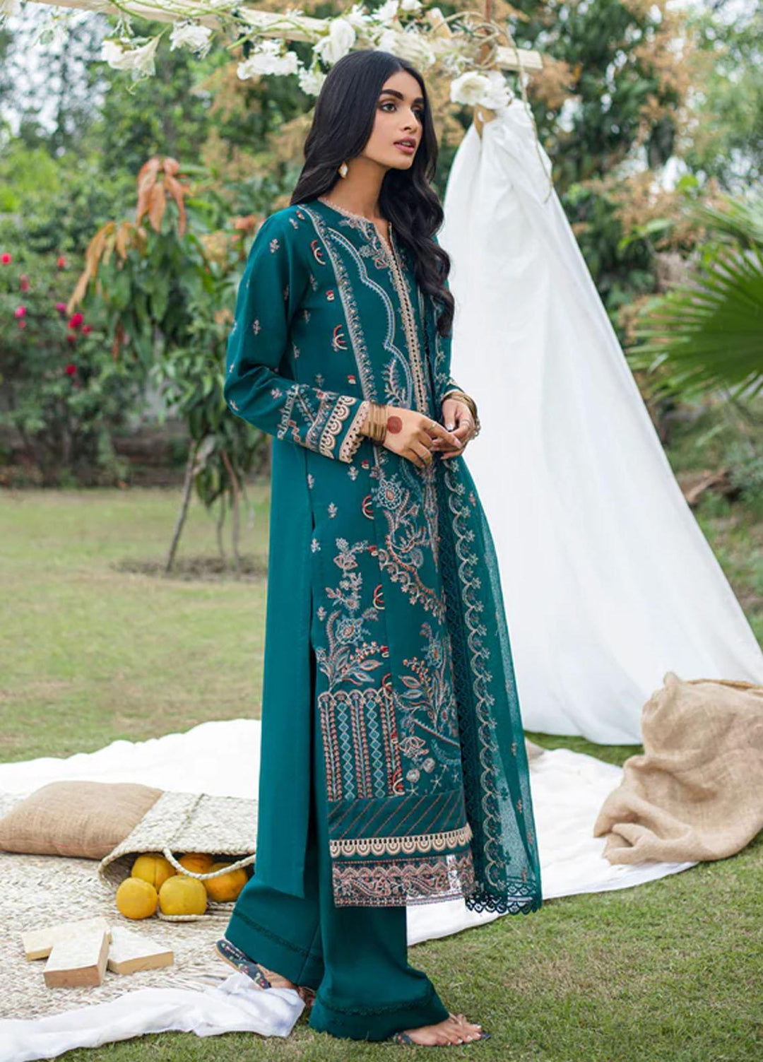 Florent Embroidered Lawn Suits Unstitched 3 Piece FL23LE FL-7B - Luxury Eid Collection