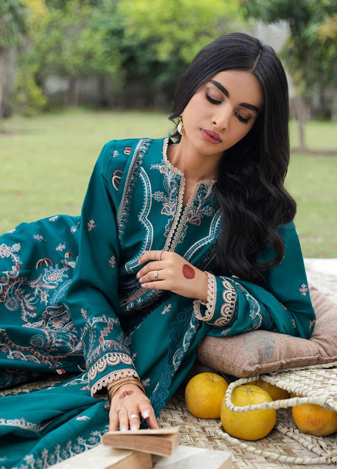 Florent Embroidered Lawn Suits Unstitched 3 Piece FL23LE FL-7B - Luxury Eid Collection