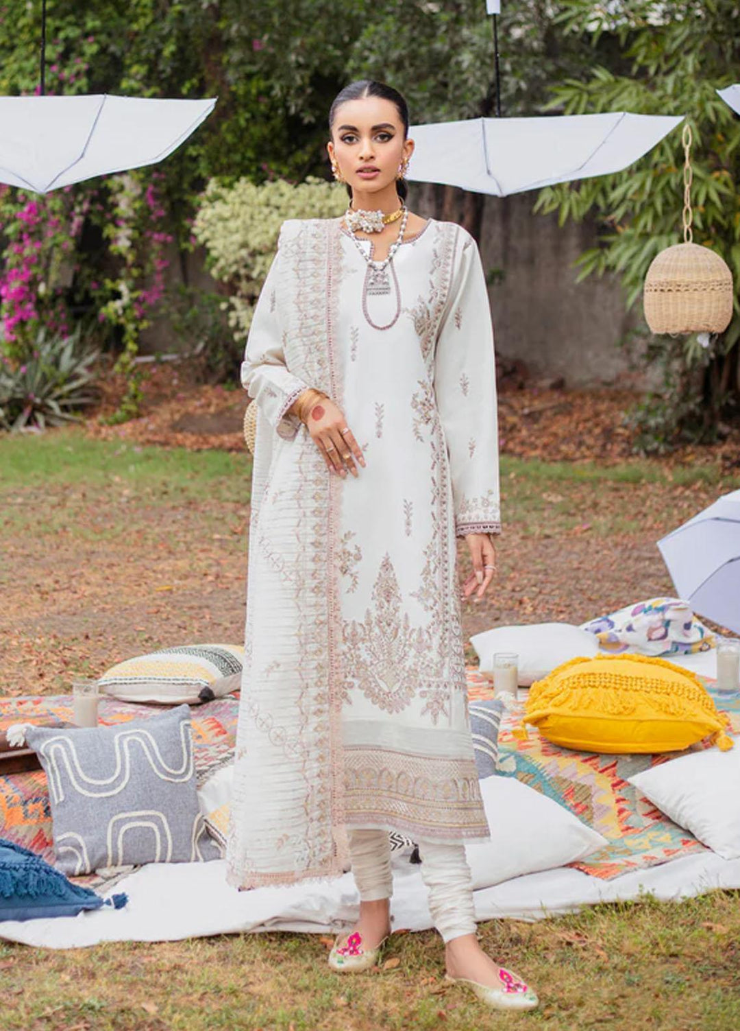 Florent Embroidered Lawn Suits Unstitched 3 Piece FL23LE FL-8B - Luxury Eid Collection
