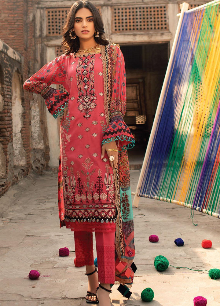 Florent Embroidered Lawn Suits Unstitched 3 Piece F21SS 1A - Luxury Collection
