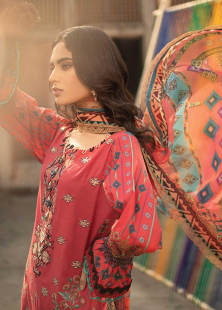 Florent Embroidered Lawn Suits Unstitched 3 Piece F21SS 1A - Luxury Collection