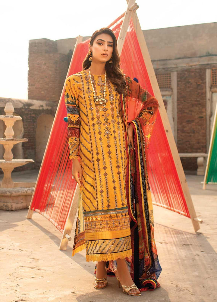 Florent Embroidered Lawn Suits Unstitched 3 Piece F21SS 2A - Luxury Collection