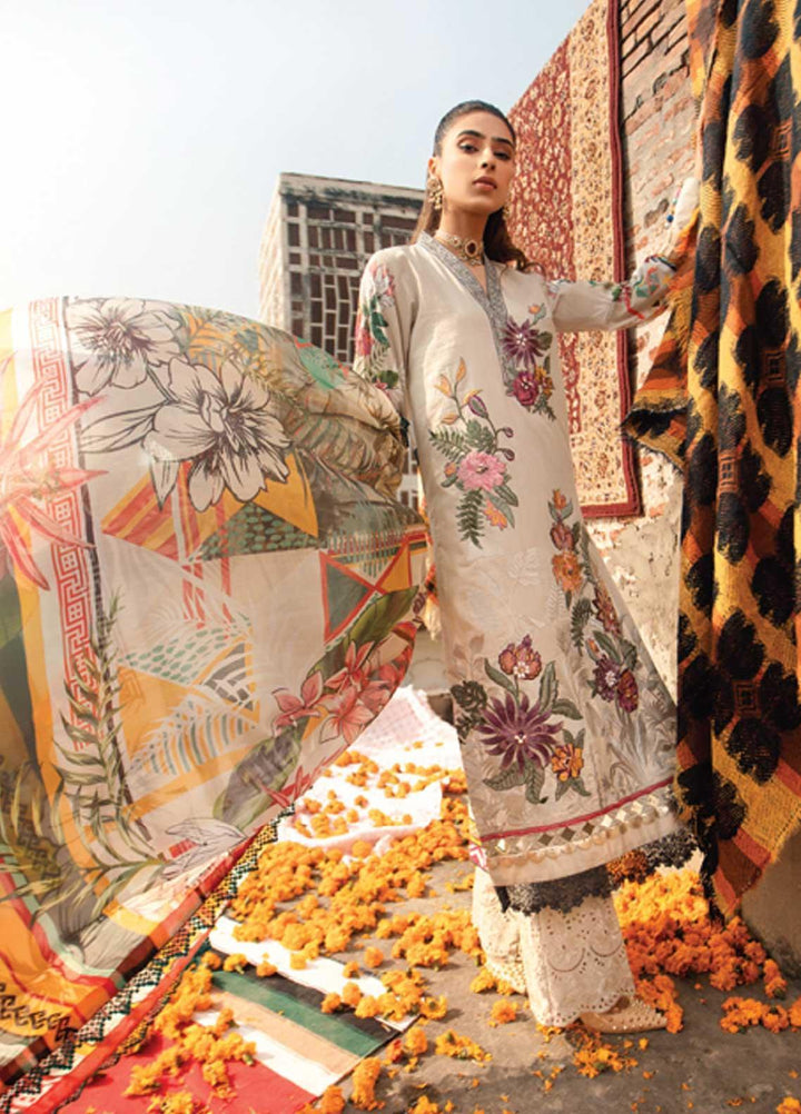 Florent Embroidered Lawn Suits Unstitched 3 Piece F21SS 3A - Luxury Collection