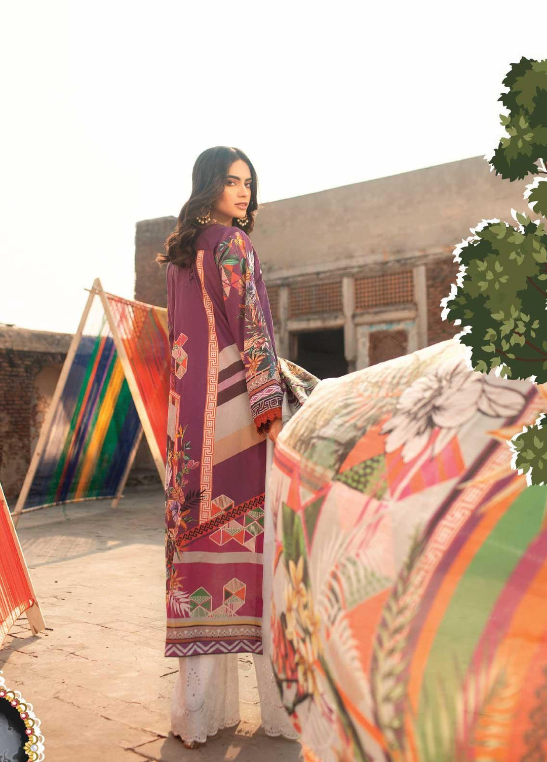 Florent Embroidered Lawn Suits Unstitched 3 Piece F21SS 3B - Luxury Collection