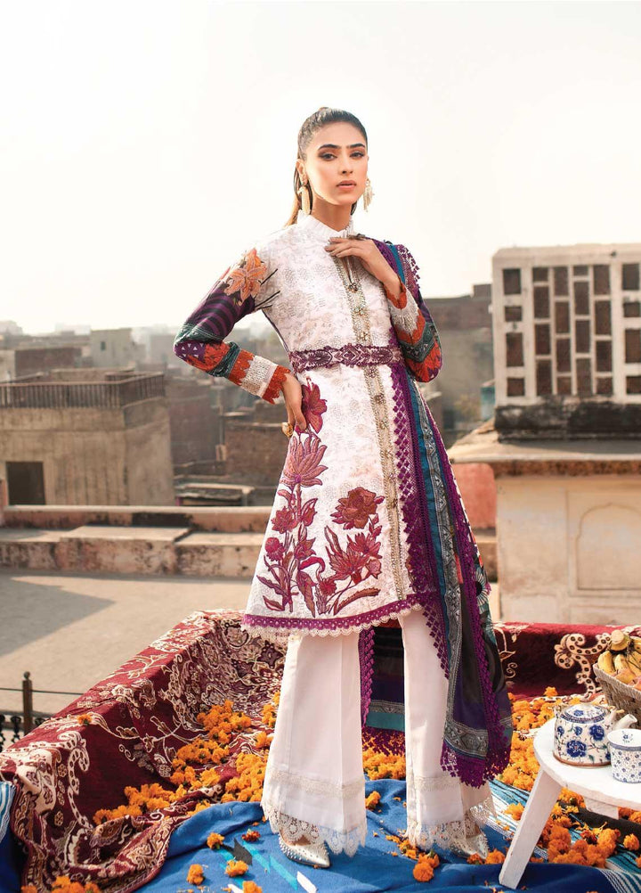Florent Embroidered Lawn Suits Unstitched 3 Piece F21SS 4A - Luxury Collection