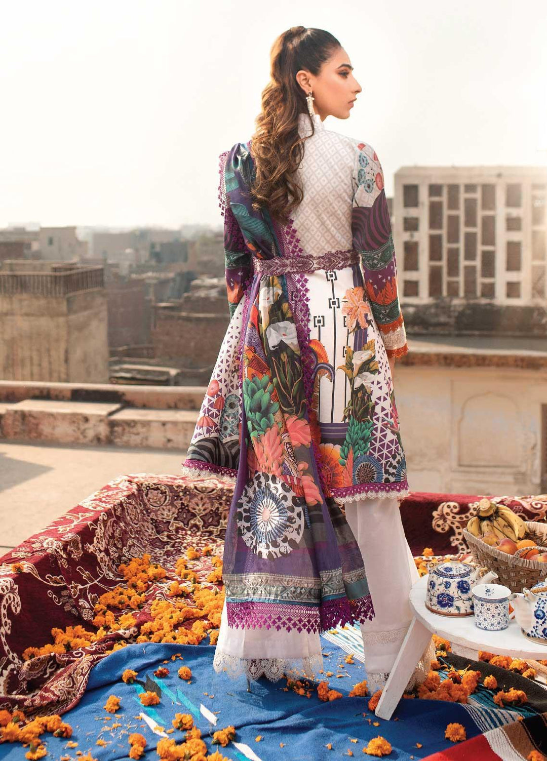 Florent Embroidered Lawn Suits Unstitched 3 Piece F21SS 4A - Luxury Collection