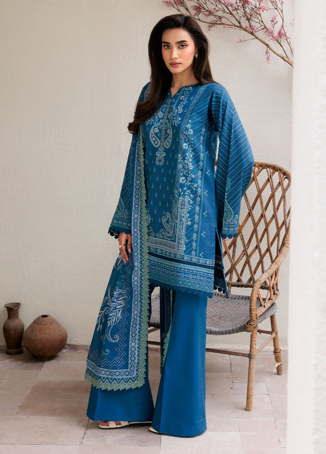 Florent Printed Lawn Suits Unstitched 3 Piece FL25PL FL-1A - Summer Collection