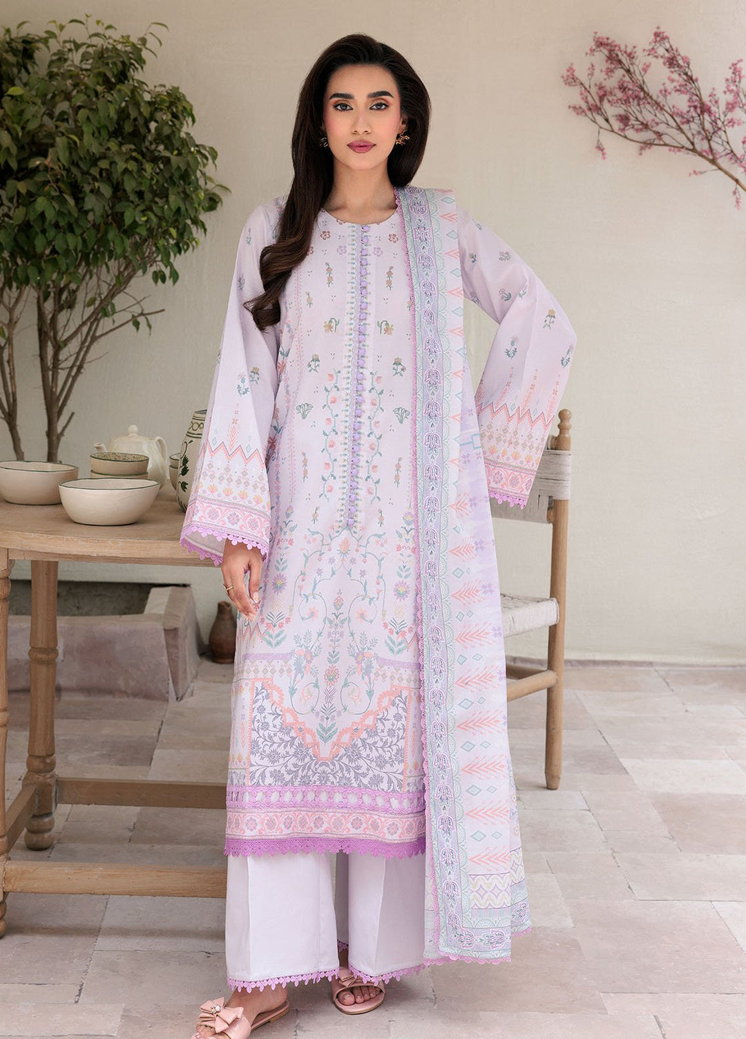 Florent Printed Lawn Suits Unstitched 3 Piece FL25PL FL-3A - Summer Collection