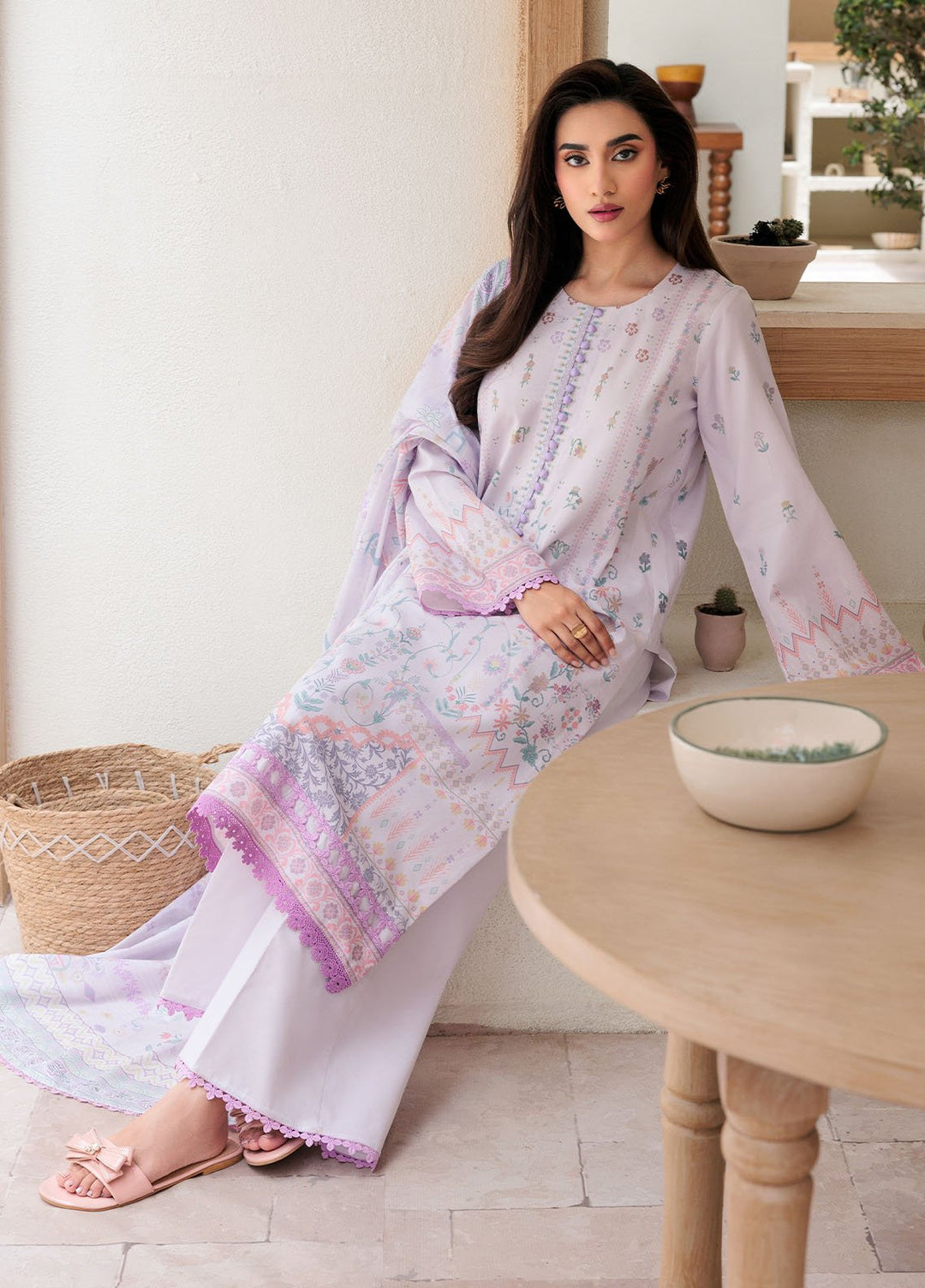 Florent Printed Lawn Suits Unstitched 3 Piece FL25PL FL-3A - Summer Collection