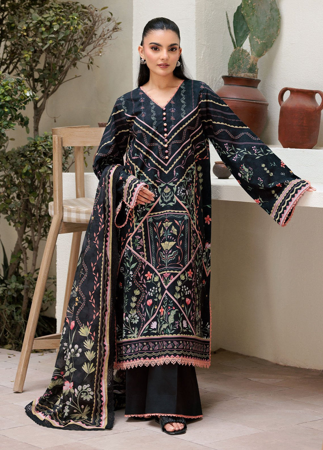 Florent Printed Lawn Suits Unstitched 3 Piece FL25PL FL-7B - Summer Collection
