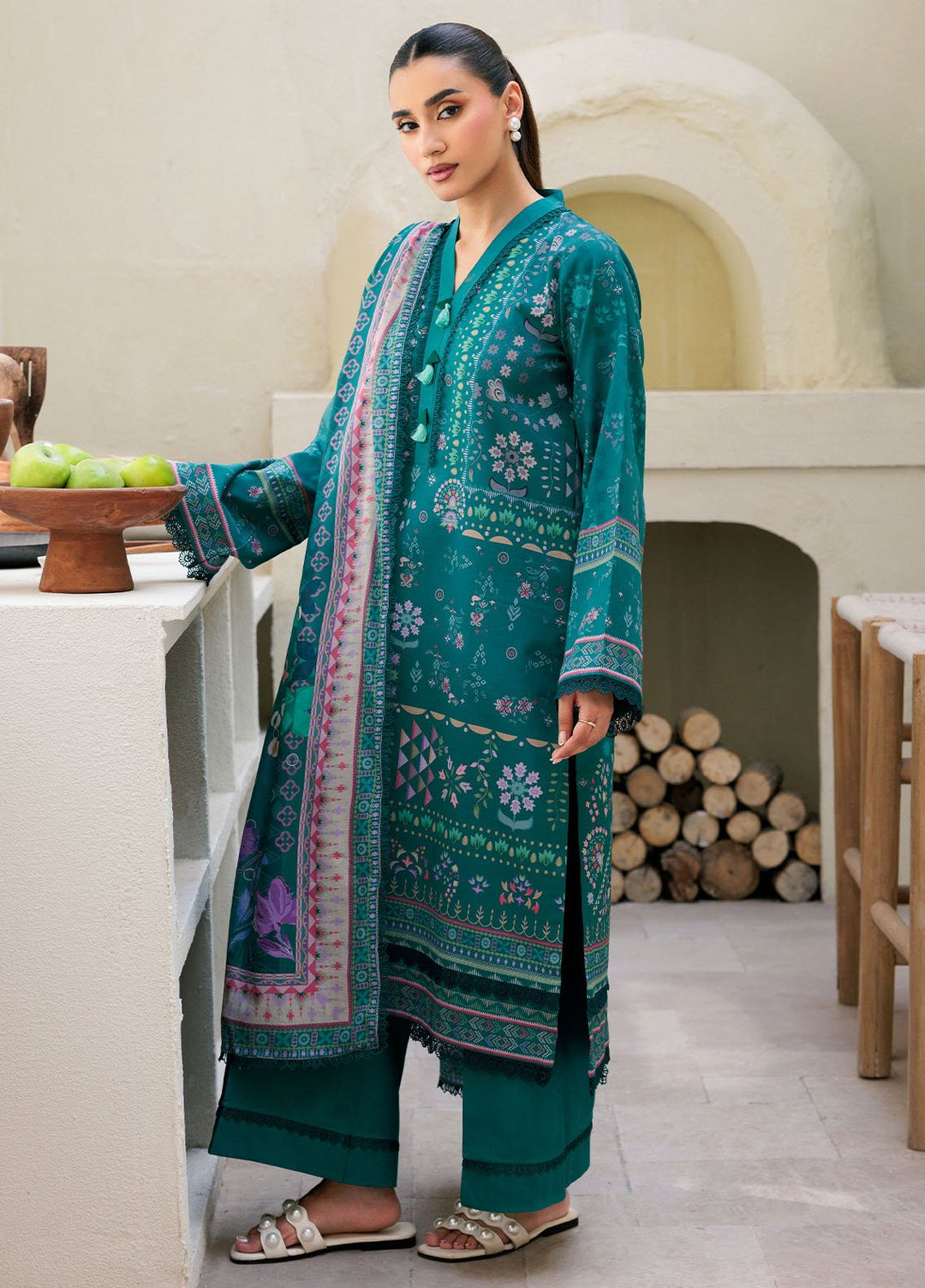 Florent Printed Lawn Suits Unstitched 3 Piece FL25PL FL-8A - Summer Collection