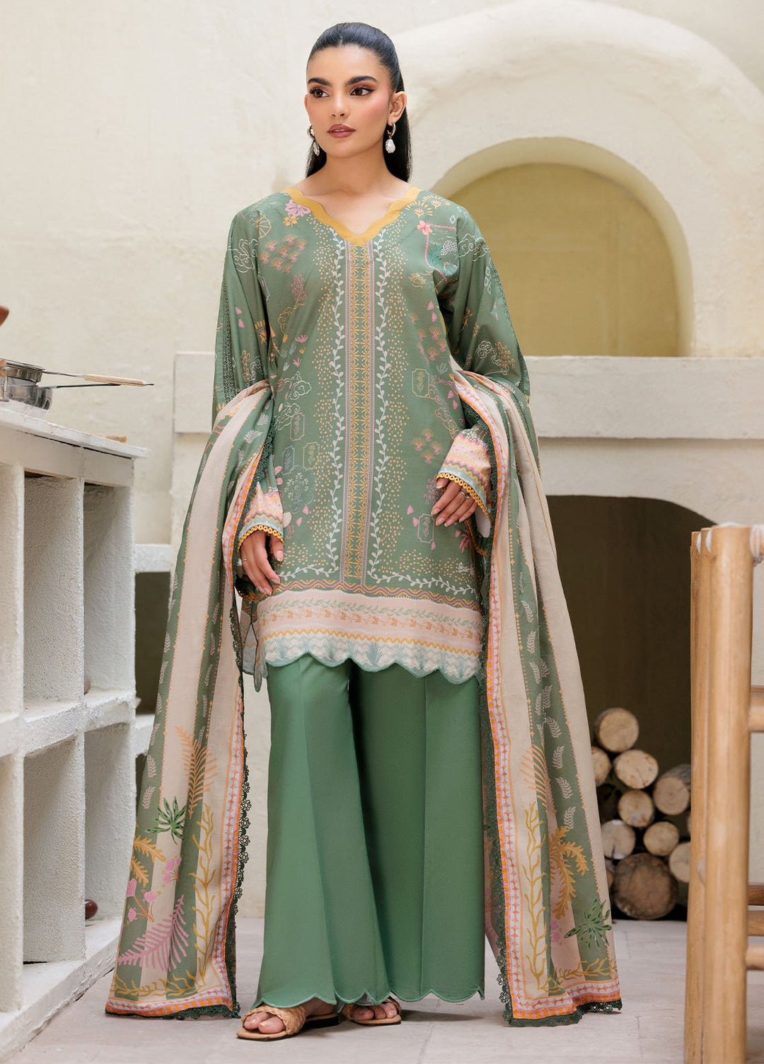 Florent Printed Lawn Suits Unstitched 3 Piece FL25PL FL-9B - Summer Collection