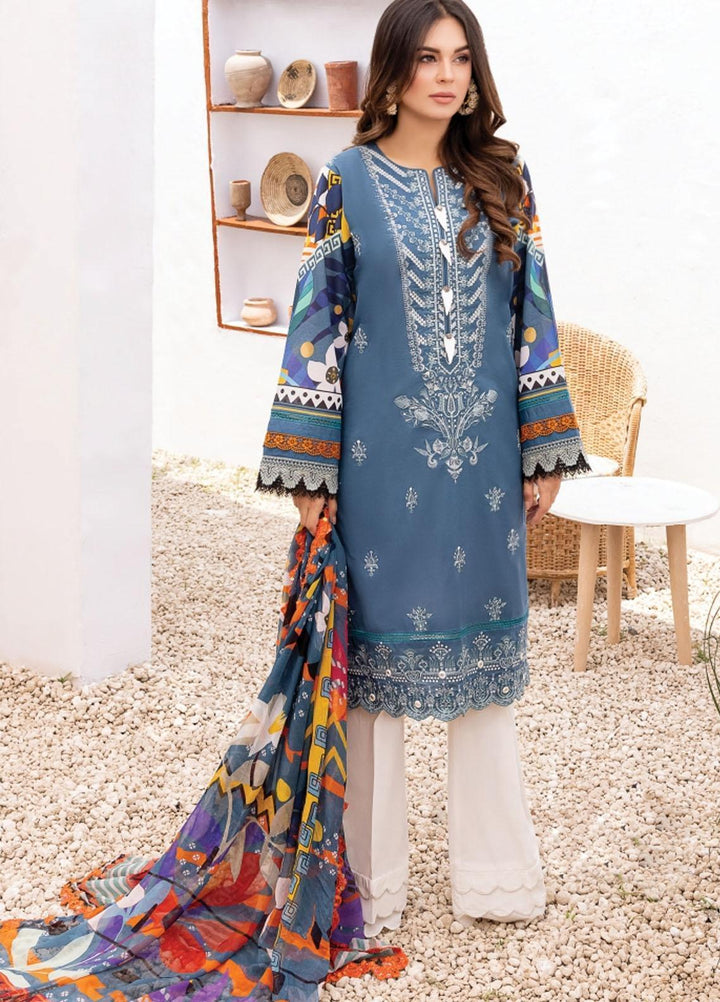 Florent Embroidered Lawn Suits Unstitched 3 Piece FL22S FL-2A - Summer Collection