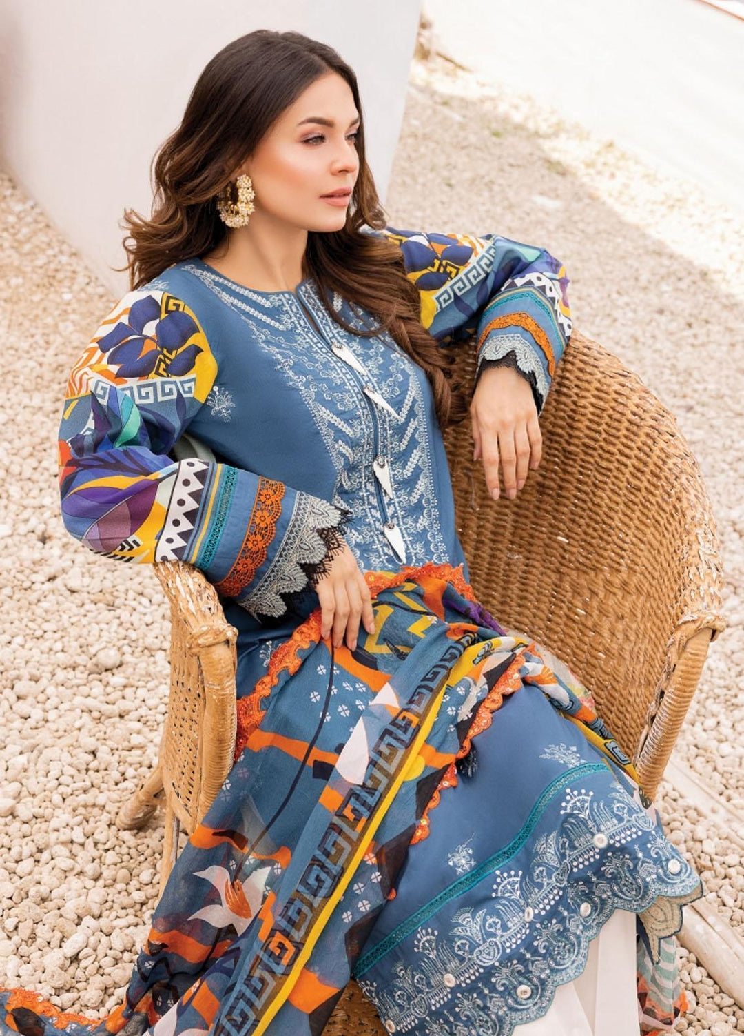 Florent Embroidered Lawn Suits Unstitched 3 Piece FL22S FL-2A - Summer Collection