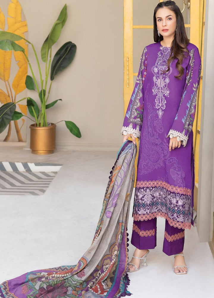 Florent Embroidered Lawn Suits Unstitched 3 Piece FL22S FL-3B - Summer Collection