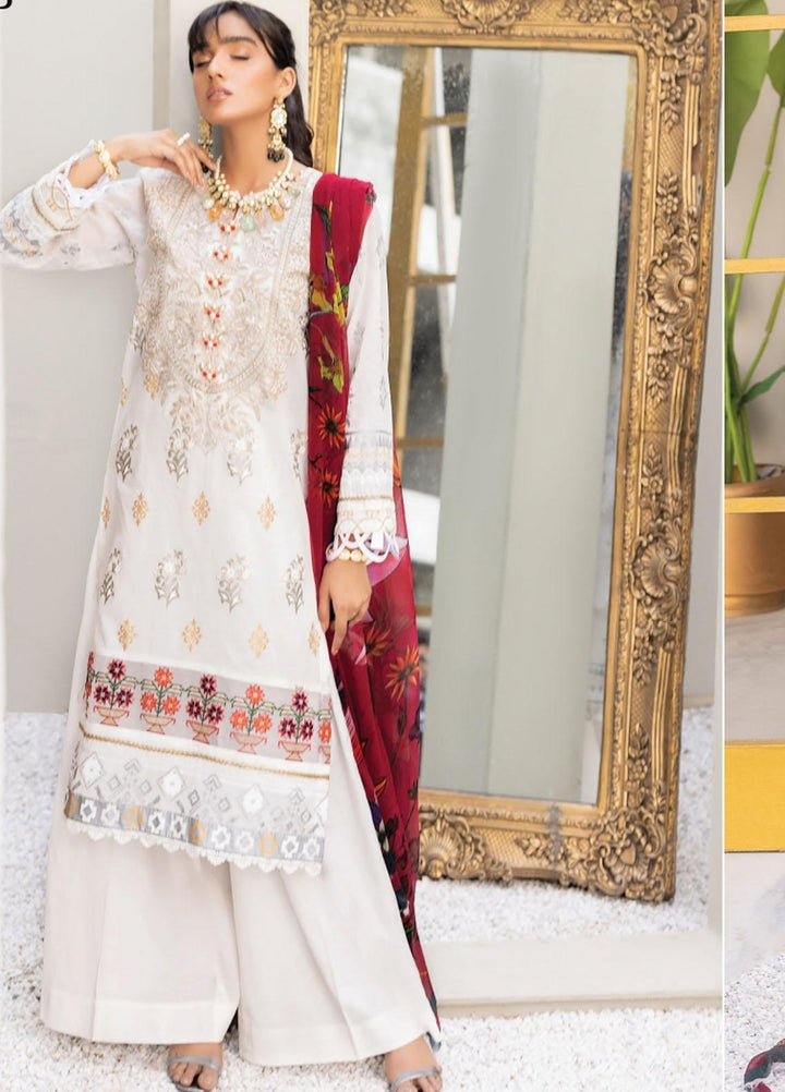 Florent Embroidered Lawn Suits Unstitched 3 Piece FL22S FL-4B - Summer Collection