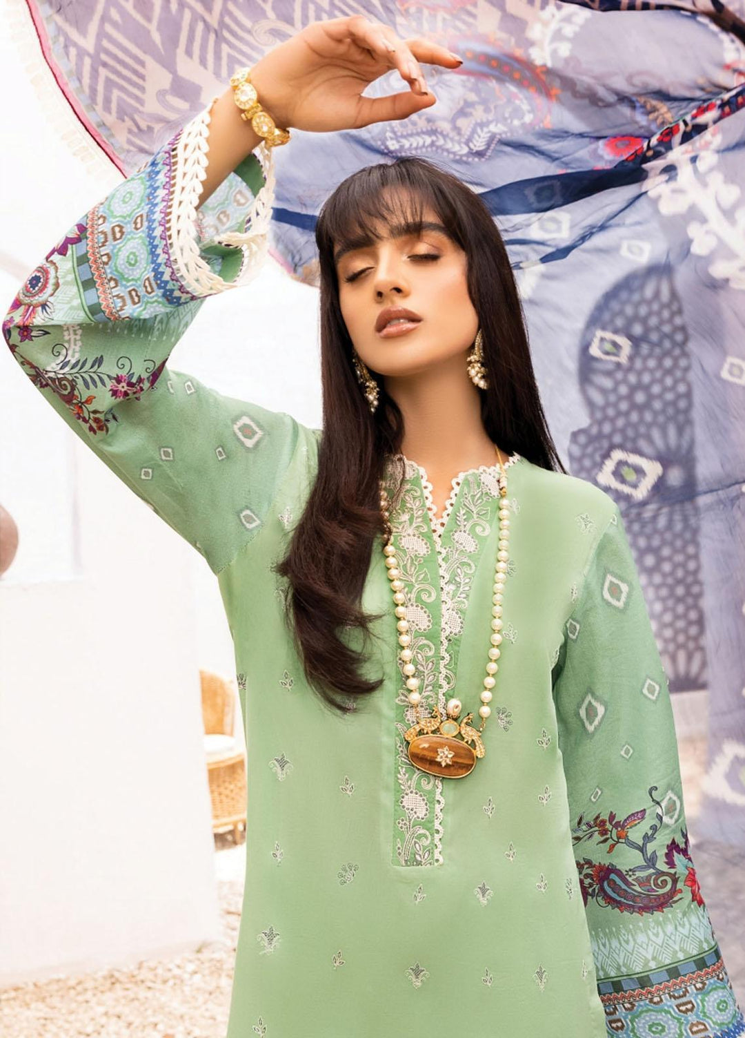 Florent Embroidered Lawn Suits Unstitched 3 Piece FL22S FL-6A - Summer Collection