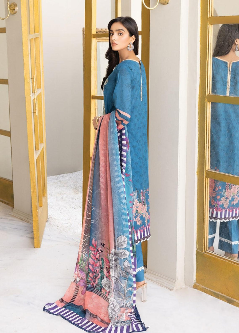 Florent Embroidered Lawn Suits Unstitched 3 Piece FL22S FL-7B - Summer Collection